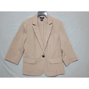 T. Milano Women's Blazer size 8 Brown/Tan One Button 3/4 Sleeve Career Wear